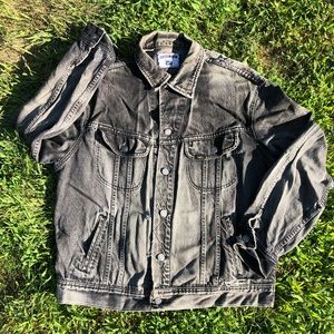 Black lee Jean jacket with marines patch on back